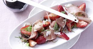 Recette fraises marinées, jambon cru et parmesan pour un apero dinatoire