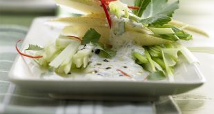 Recette salade de chou-rave épicée avec sauce au yaourt pour un apero dinatoire